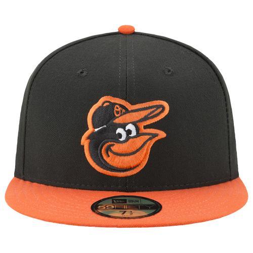 Mens New Era /Orange Baltimore Orioles Road Authentic Collection On-Field 59FIFTY Fitted Hat Product Image