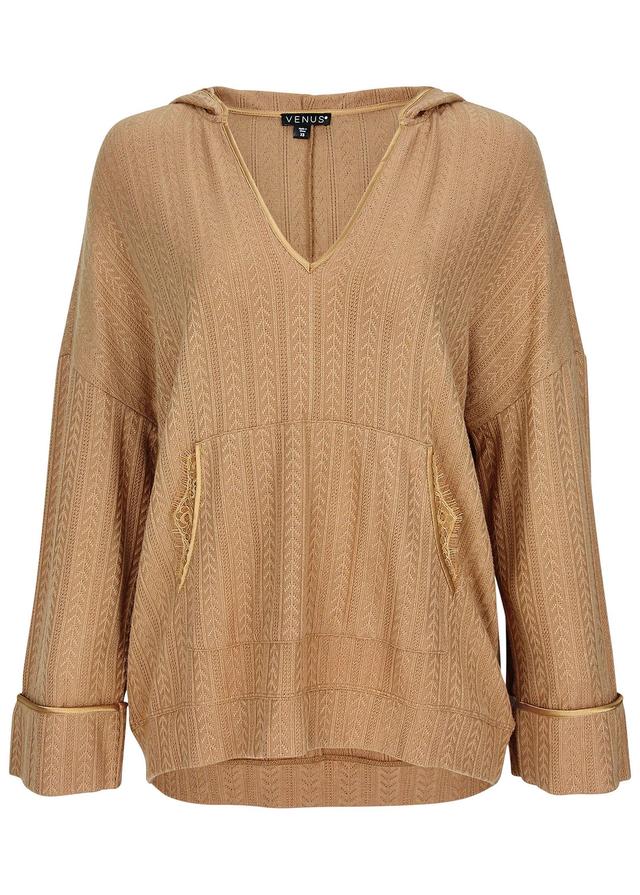 Brunch Knit Hoodie - Camel Product Image