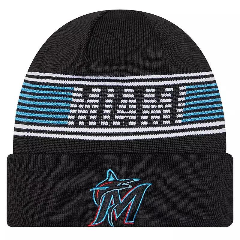 Mens New Era Miami Marlins Authentic Collection Cuffed Knit Hat Product Image