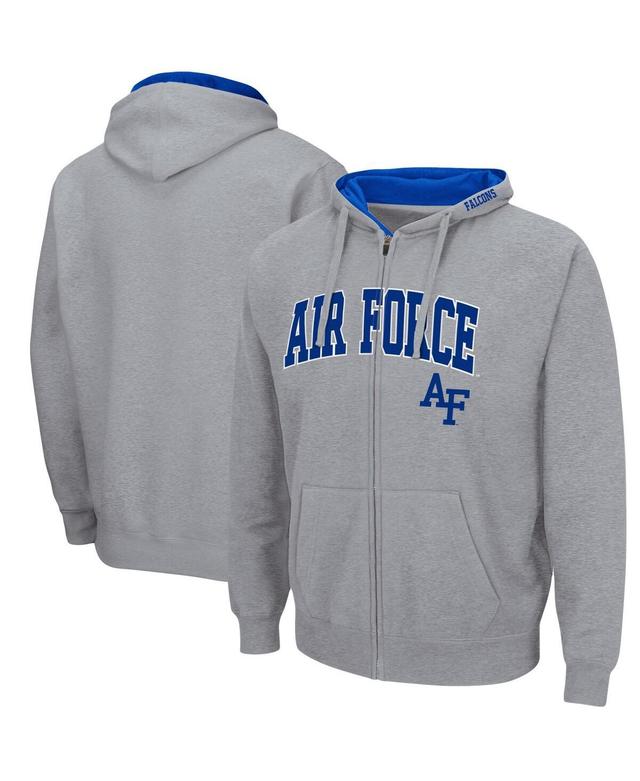 Mens Colosseum Heathered Gray Air Force Falcons Arch & Logo 3.0 Full-Zip Hoodie Product Image