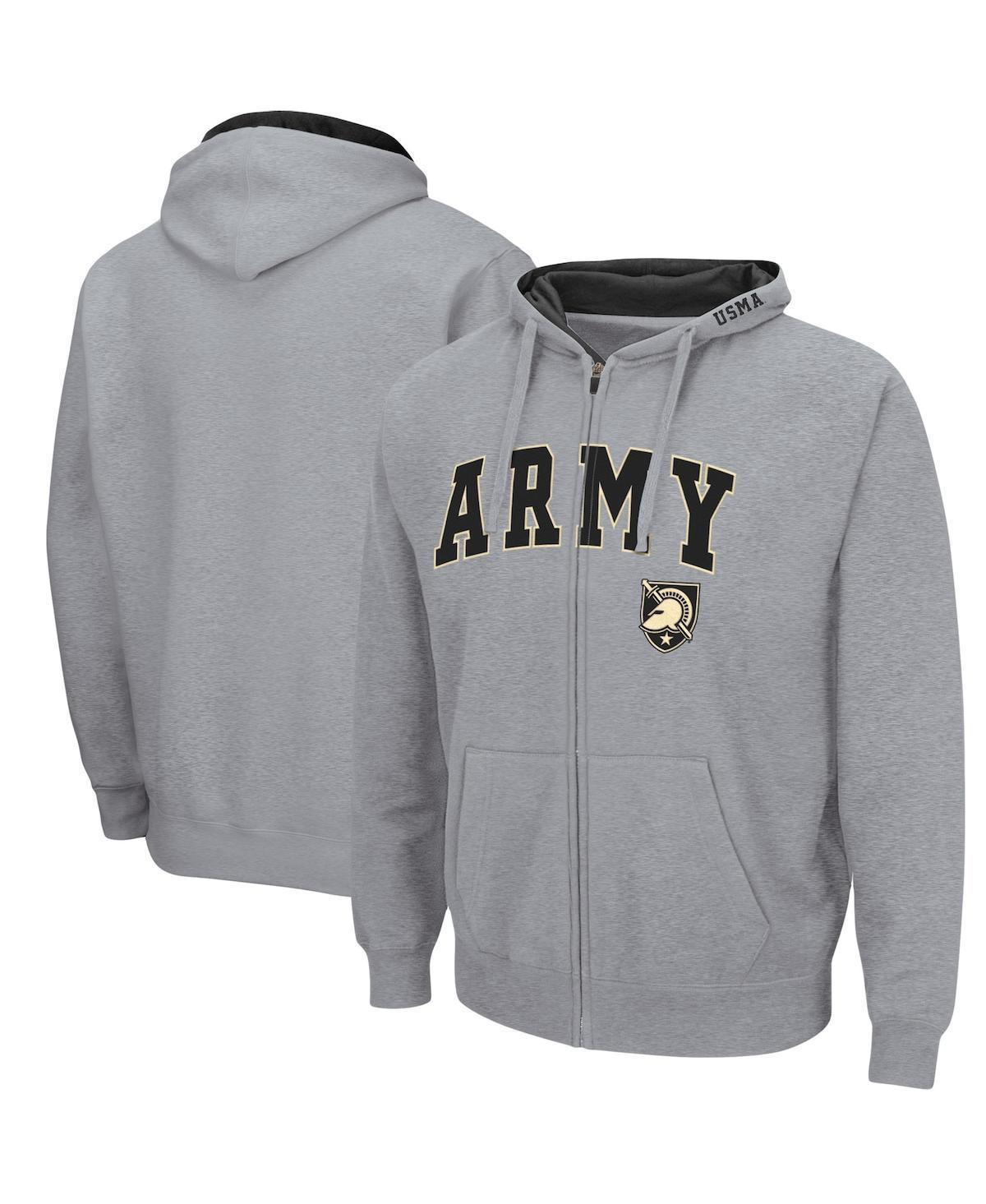 Mens Colosseum Heathered Gray Army Black Knights Arch & Logo 3.0 Full-Zip Hoodie Product Image