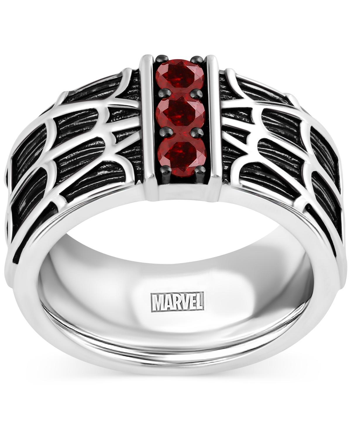 Wonder Fine Jewelry Mens Garnet Spiderman Web Ring (3/4 ct. t.w.) Sterling Silver Product Image