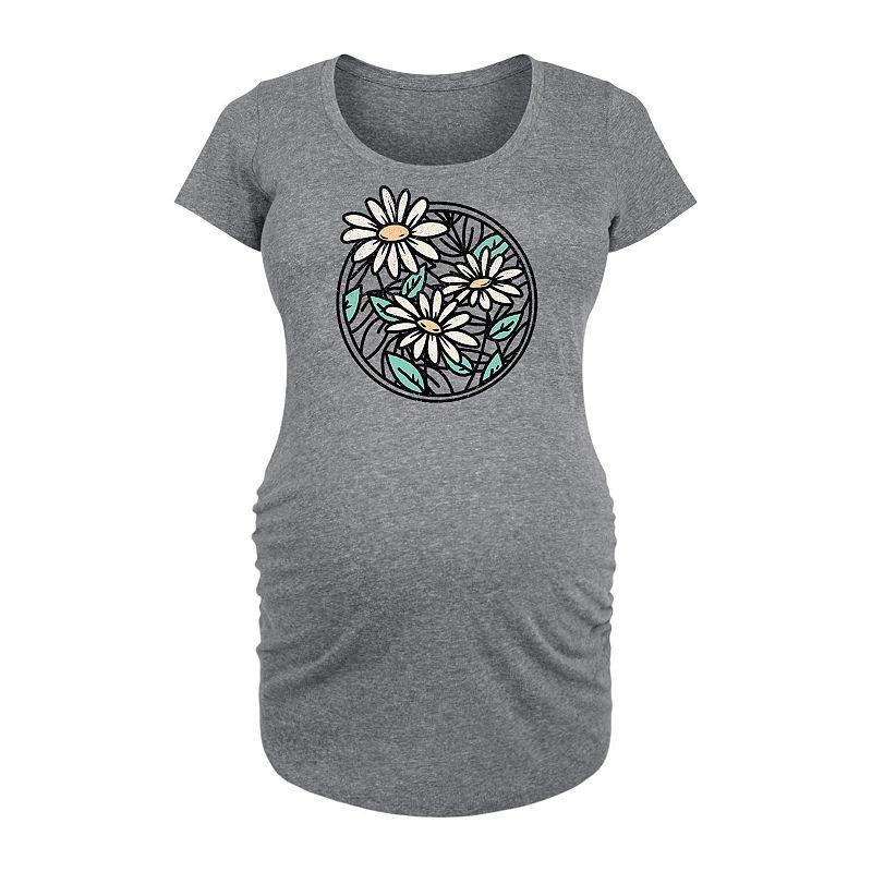 Maternity Wildflower Circle Graphic Tee, Womens Grey Gray Product Image