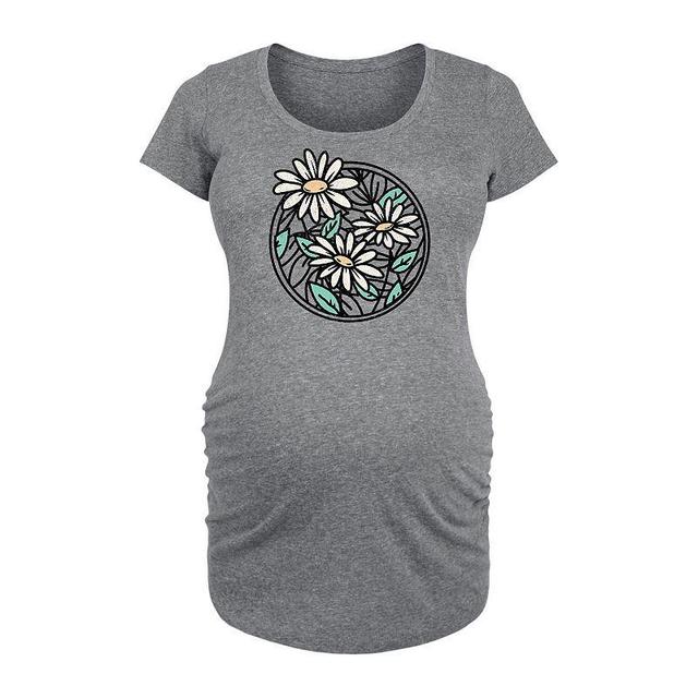 Maternity Wildflower Circle Graphic Tee, Womens Grey Gray Product Image