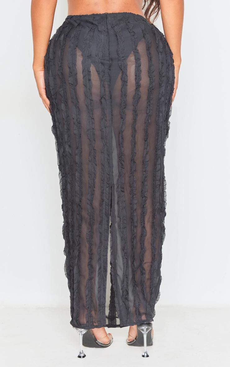 Shape Black Textured Ruffle Maxi Skirt Product Image