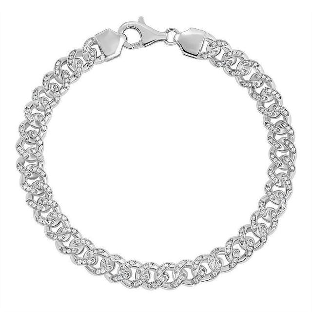 Sterling Silver Cubic Zirconia Link Bracelet, Womens White Product Image