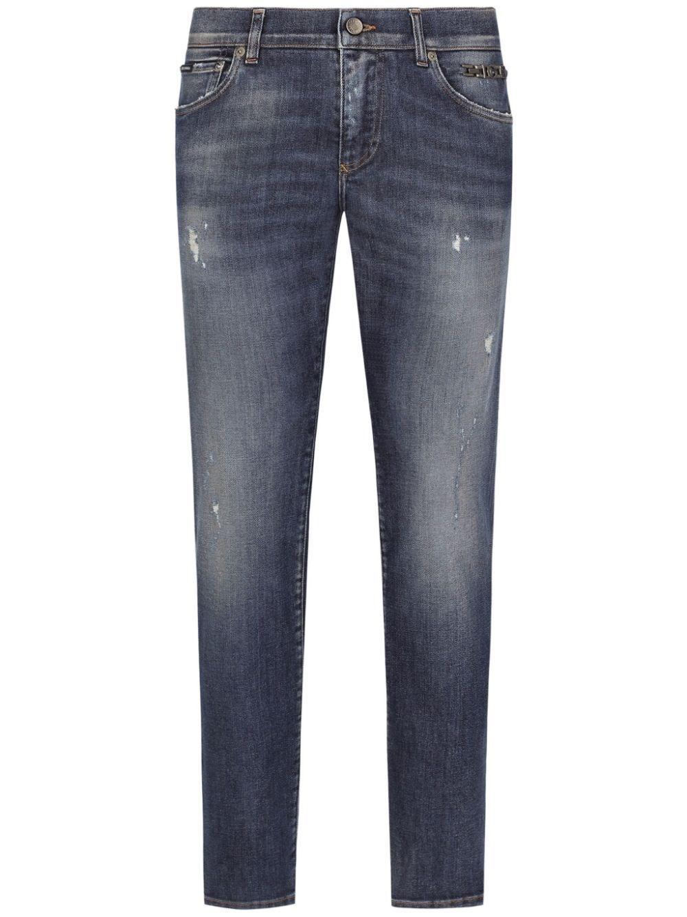 Straight-leg Cotton Jeans In Blue Product Image