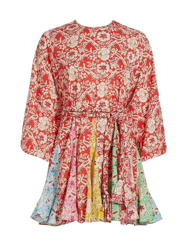 Womens Ella Floral Cotton Round-Neck Minidress Product Image