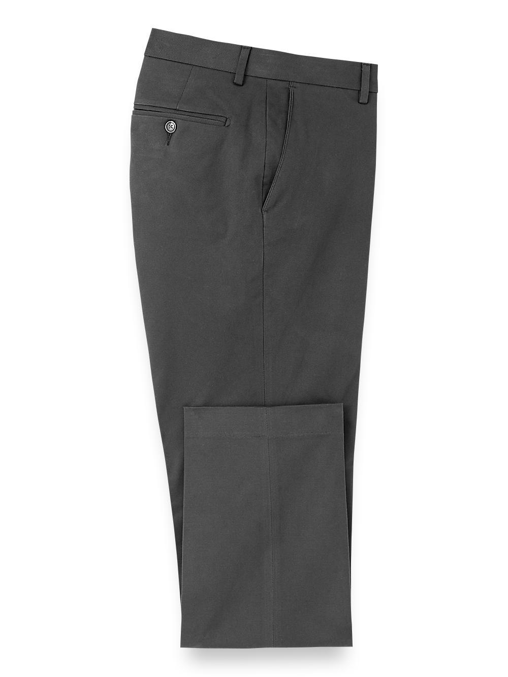 Cotton Stretch Twill Flat Front Pants - Dark Green Product Image