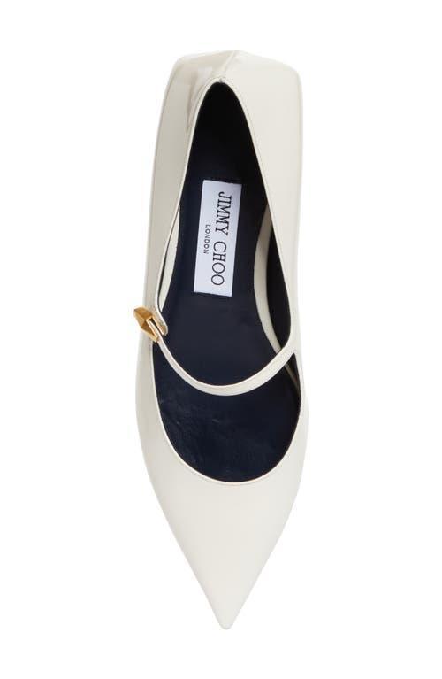 JIMMY CHOO Carolyn Leather Mary Jane Flats In White Product Image