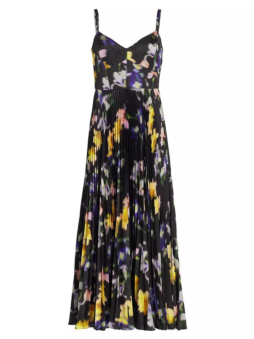 Ella Floral Satin Midi-Dress Product Image