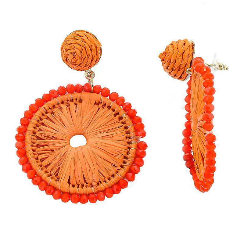 PANNEE BY PANACEA Circle Raffia Wrap Drop Earrings, Womens, Orange Product Image