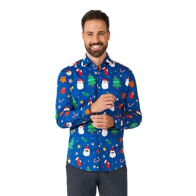 OppoSuits Mens Long-Sleeve Blue Festivity Shirt Product Image