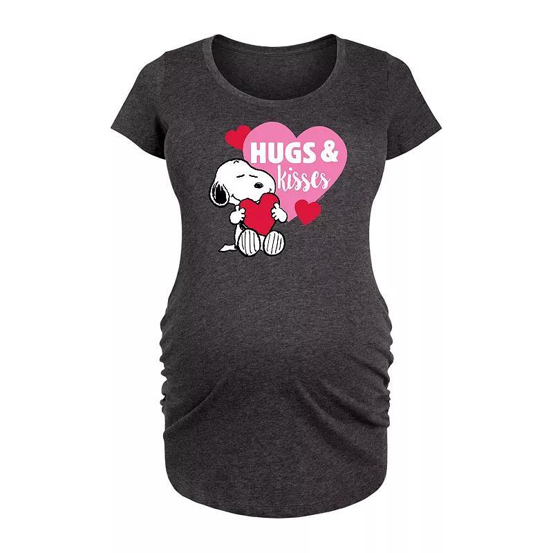 Maternity Peanuts Snoopy & Woodstock Heart Graphic Tee, Womens Heather Grey Product Image