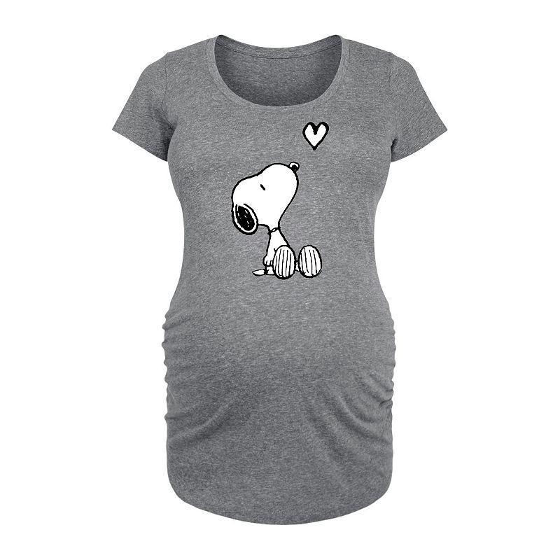 Maternity Peanuts Snoopy Heart Graphic Tee, Womens Grey Gray Product Image