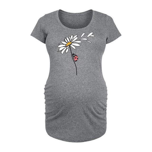 Maternity Ladybug On Daisy Graphic Tee, Womens Grey Gray Product Image