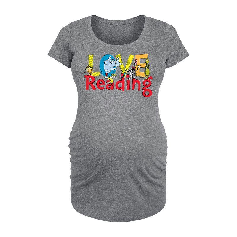 Maternity Dr. Seuss Love Reading Graphic Tee, Womens Grey Gray Product Image