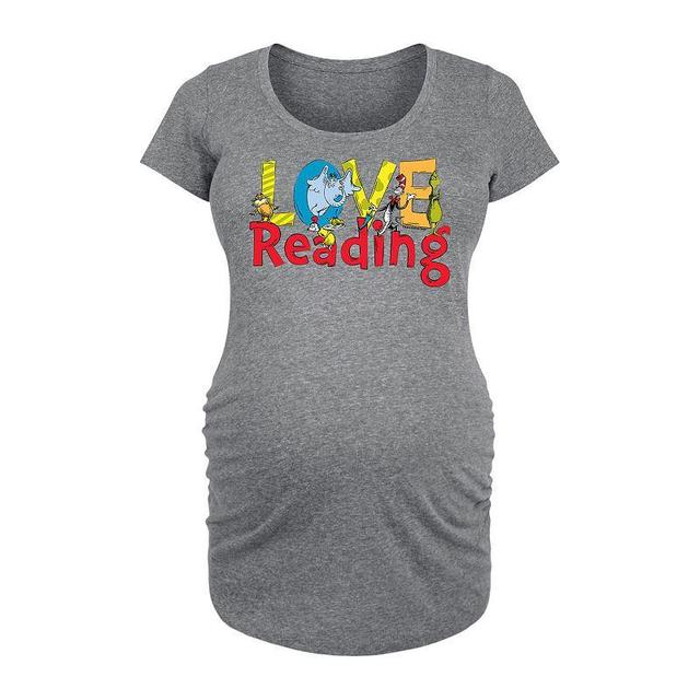 Maternity Dr. Seuss Love Reading Graphic Tee, Womens Grey Gray Product Image