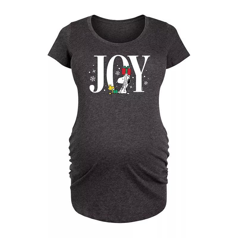 Maternity Peanuts Snoopy Woodstock Joy Graphic Tee, Womens Heather Grey Product Image