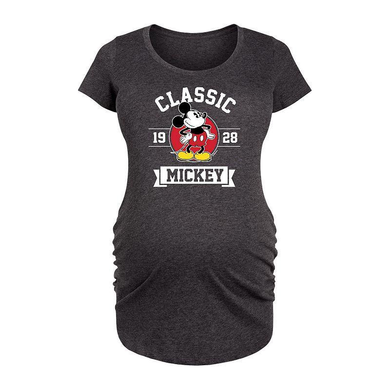 Disneys Mickey Mouse Maternity Classic 1928 Graphic Tee, Womens Heather Grey Product Image