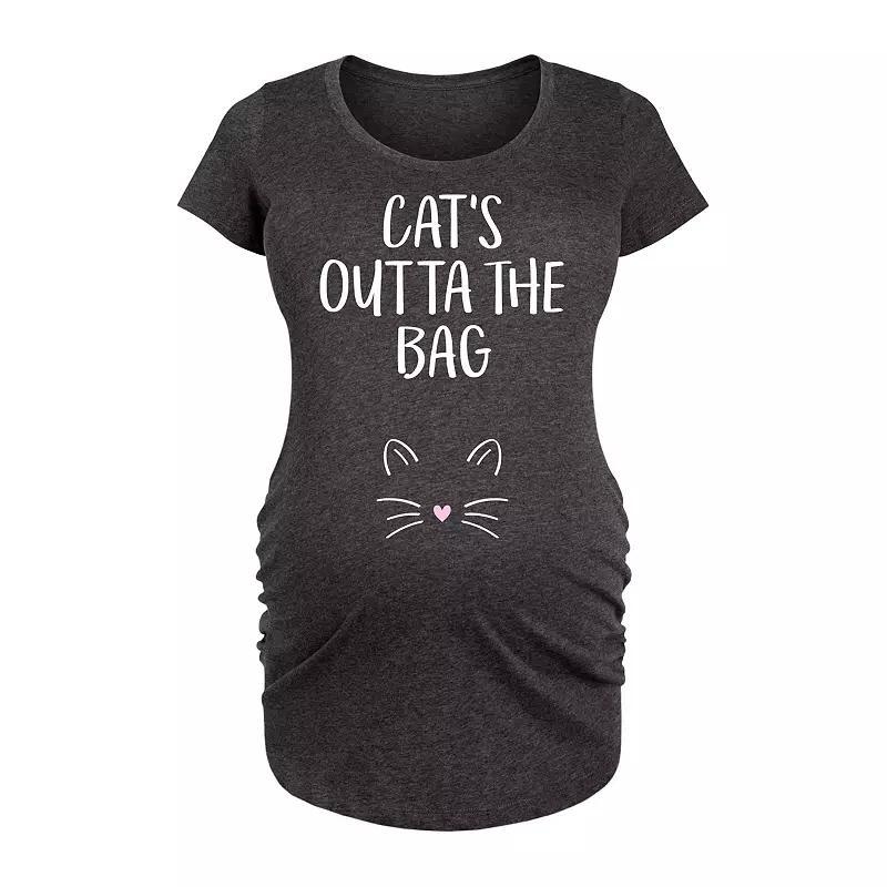 Maternity Cats Outta The Bag Graphic Tee, Womens Grey Dark Red Product Image