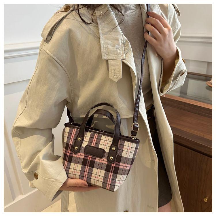 Plaid Top Handle Crossbody Bag Product Image