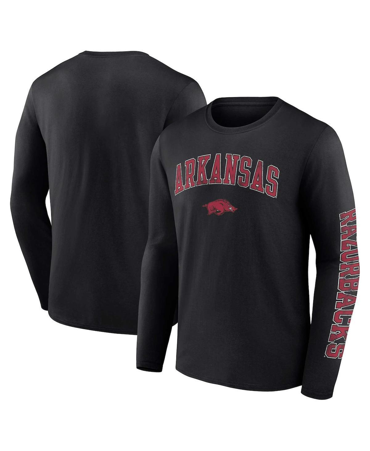 Mens Fanatics Black Arkansas Razorbacks Distressed Arch Over Logo Long Sleeve T-shirt Product Image