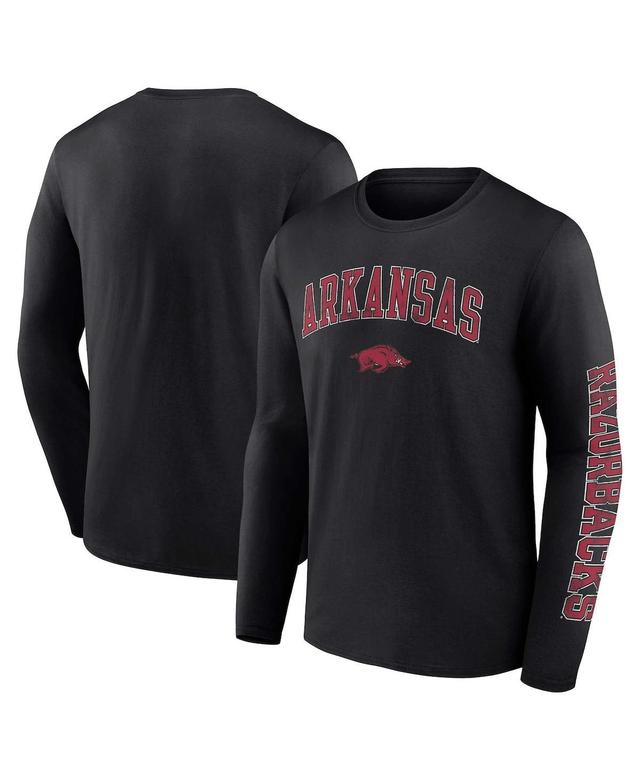 Mens Fanatics Branded Black Arkansas Razorbacks Distressed Arch Over Logo Long Sleeve T-Shirt Product Image