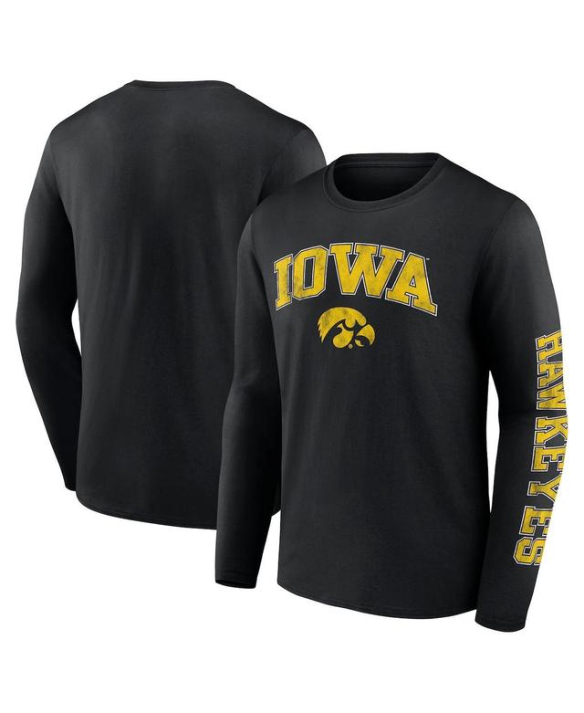 Mens Fanatics Black Iowa Hawkeyes Distressed Arch Over Logo Long Sleeve T-shirt Product Image