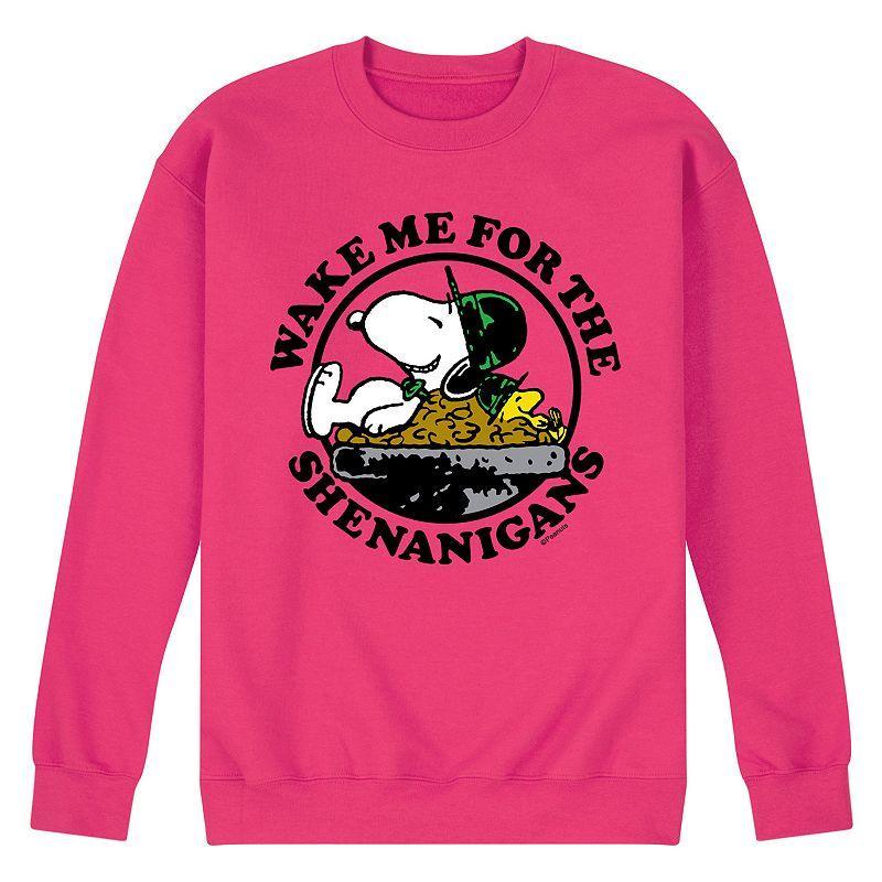 Mens Peanuts Wake Me Shenanigans Fleece Sweatshirt Product Image