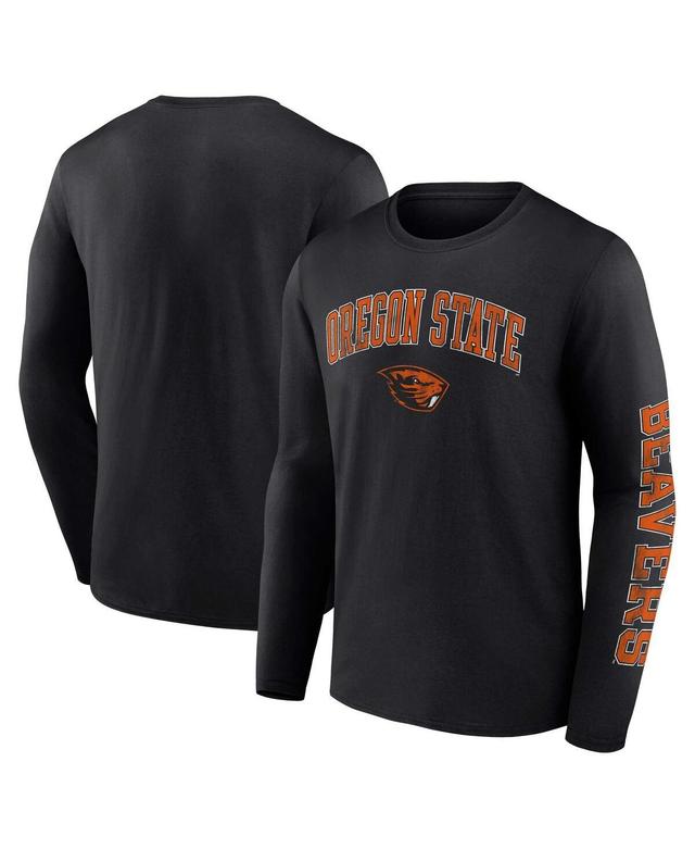 Mens Fanatics Heather Charcoal Auburn Tigers Distressed Arch Over Logo Long Sleeve T-shirt Product Image