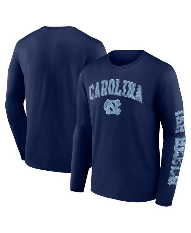 Mens Fanatics Navy North Carolina Tar Heels Distressed Arch Over Logo Long Sleeve T-shirt Product Image