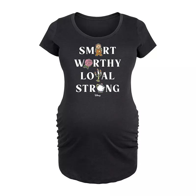 Disneys Beauty and the Beast Maternity Smart Worthy Loyal Graphic Tee, Womens Product Image