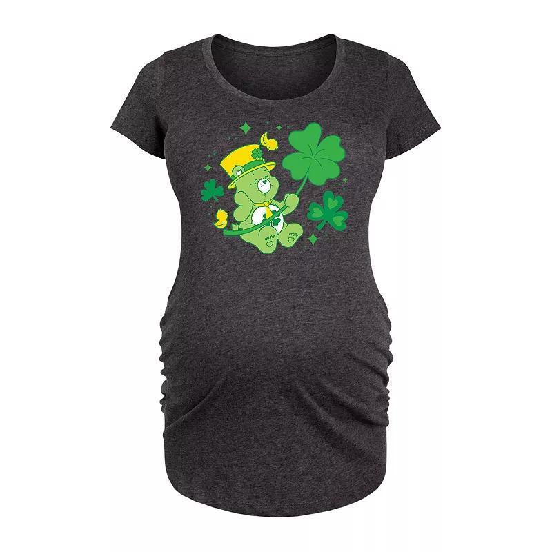 Maternity Care Bears Good Luck Bear With Hat Graphic Tee, Womens Heather Grey Product Image