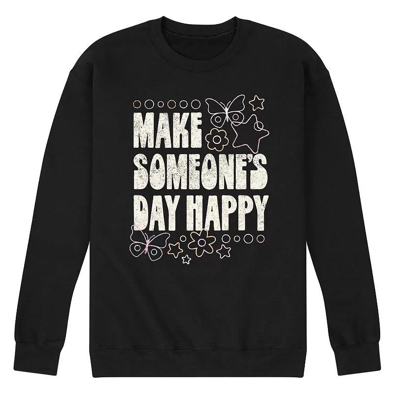 Mens Make Someones Day Happy Fleece Sweatshirt Blue Product Image