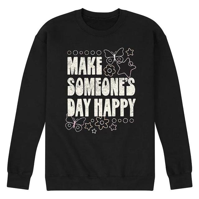 Mens Make Someones Day Happy Fleece Sweatshirt Pink Product Image