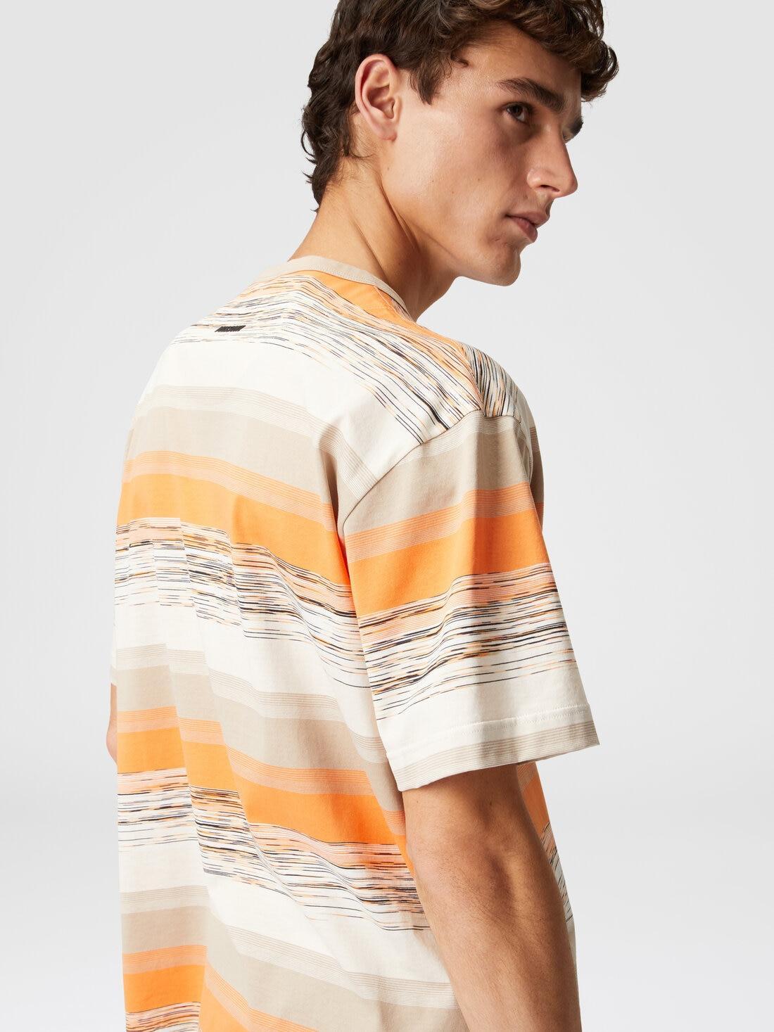 Striped cotton jersey T-shirt with logo Orange & Beige | Missoni Product Image