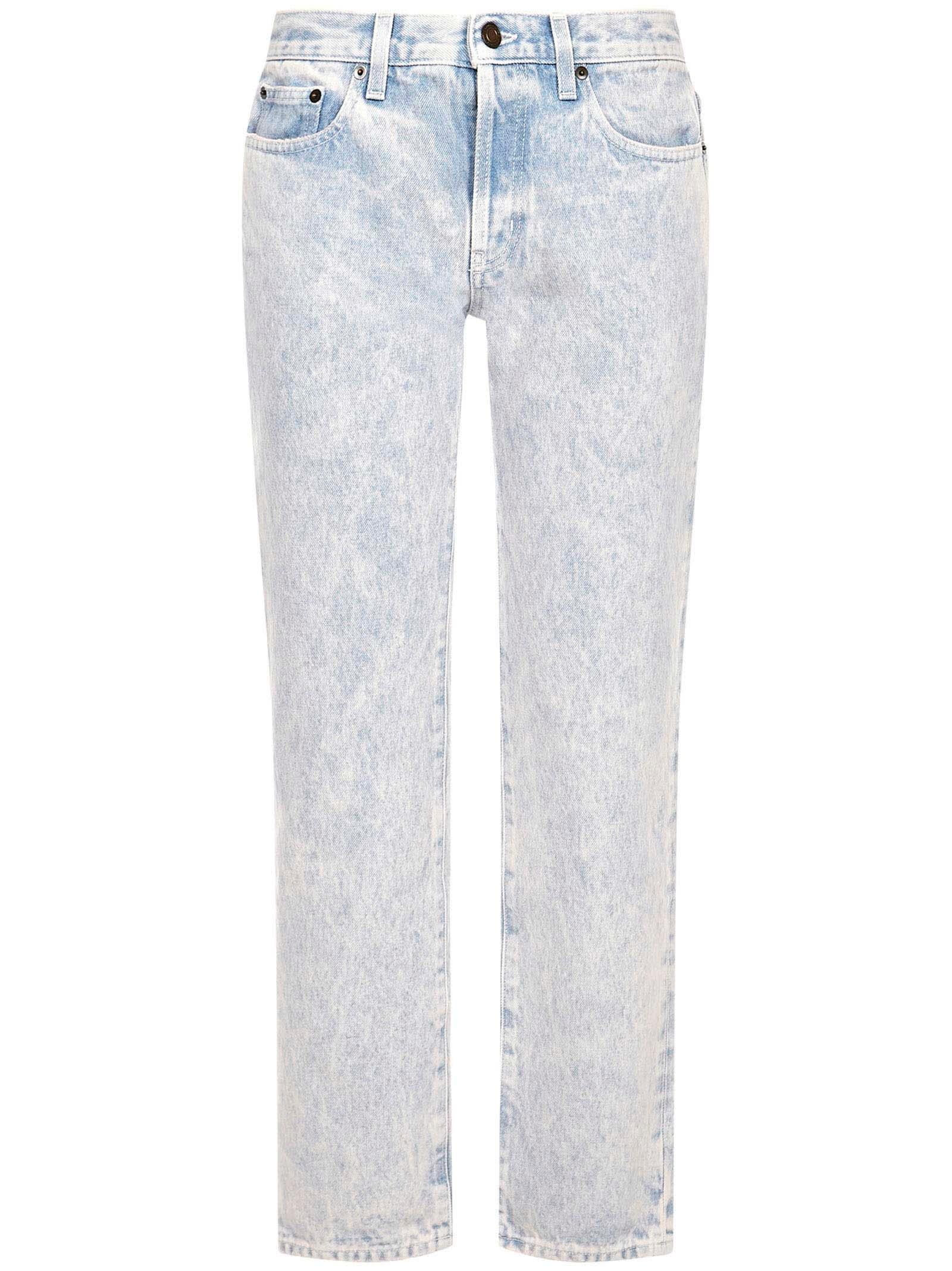 SAINT LAURENT New Low Waist Jean Blue Marble Pink In Azzurro Product Image