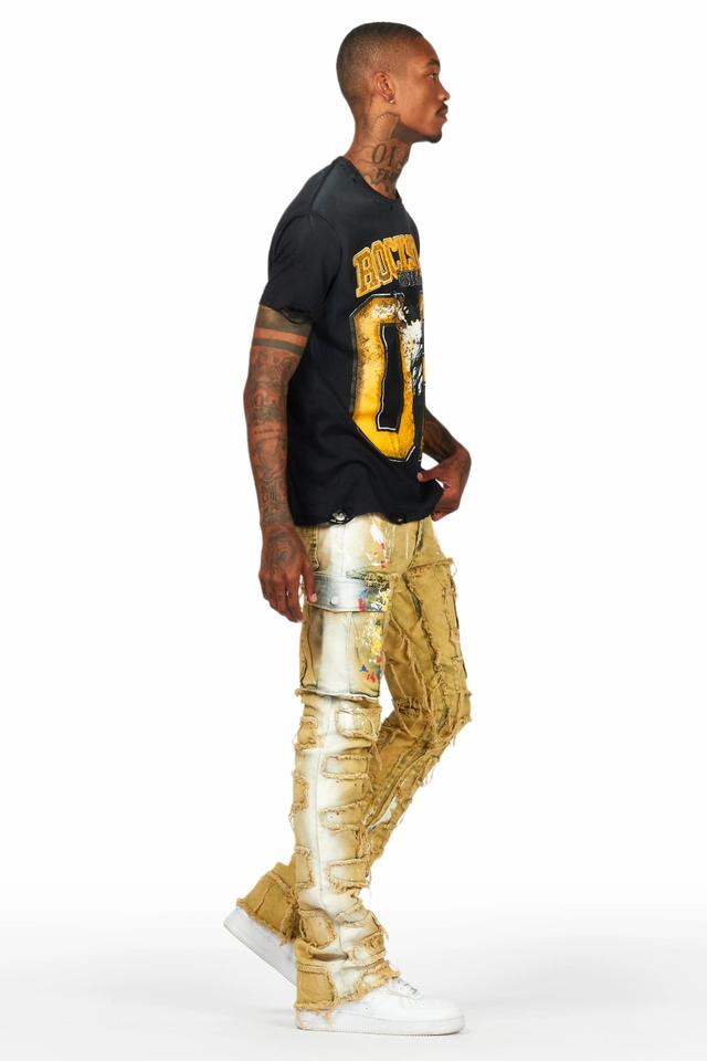 Jairo Yellow Painter Stacked Flare Jean Male Product Image