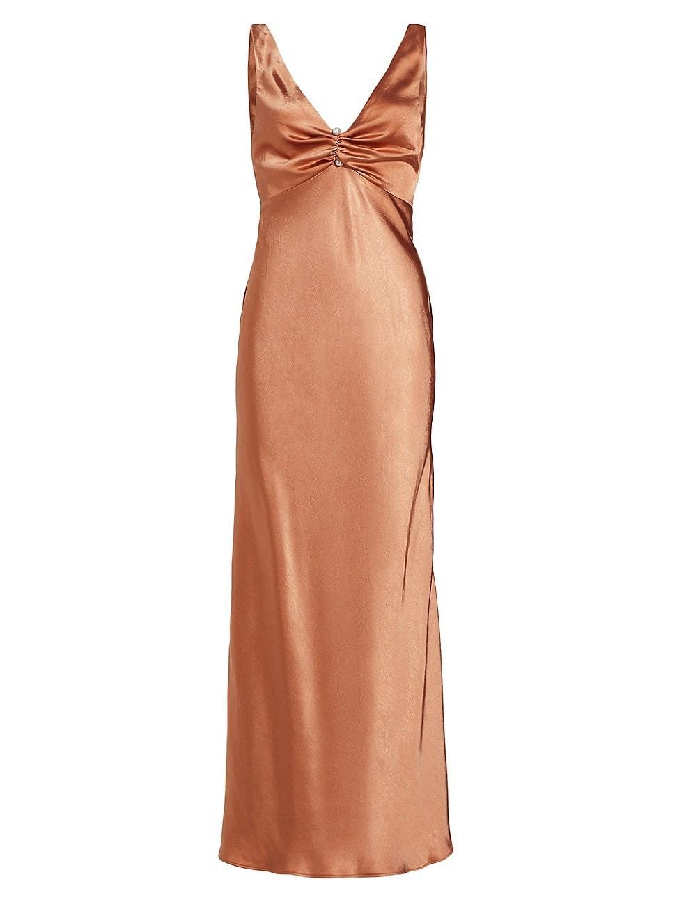 Womens Rendezvous Satin V-Neck Maxi Dress Product Image