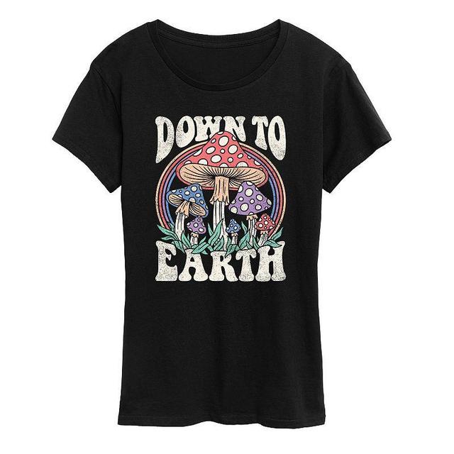 Womens Down To Earth Mushrooms Graphic Tee, Girls Blue Product Image