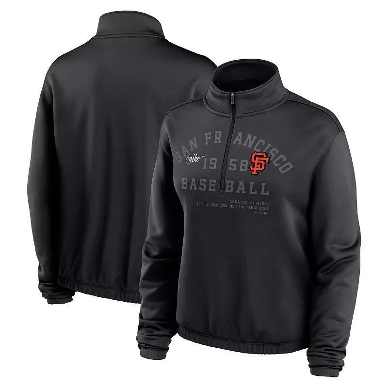 Womens Nike San Francisco Giants Rewind Splice Half-Zip Semi-Cropped Bubble Hem Sweatshirt Product Image