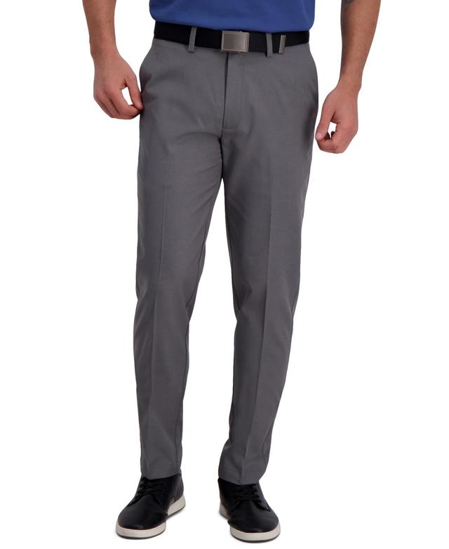 Mens Haggar Cool Right Performance Flex Slim-Fit Flat-Front Pants Dark Gray Grey Product Image