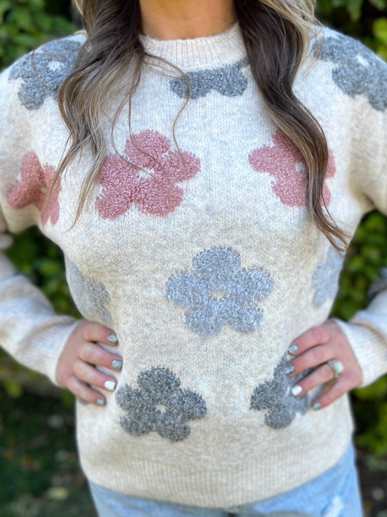 Puff Flower Super Soft Comfy Sweater Top Product Image