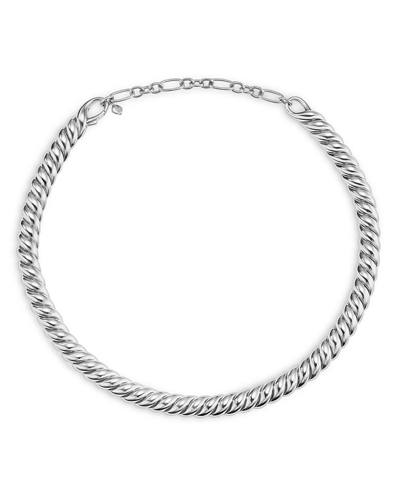 Womens Sculpted Cable Necklace in Sterling Silver, 8.5MM Product Image