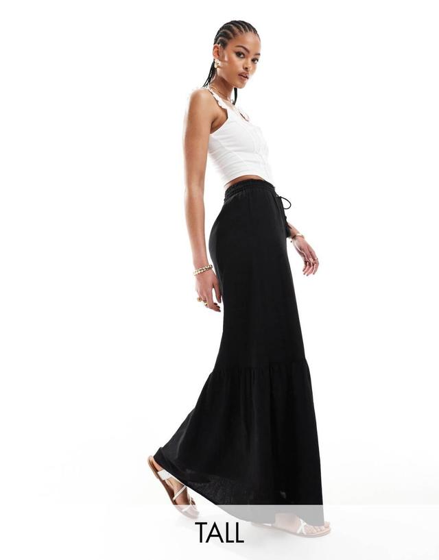 Vero Moda Tall boho maxi skirt in black Product Image