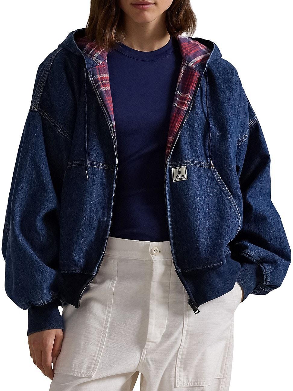 Womens Denim Hooded Jacket Product Image