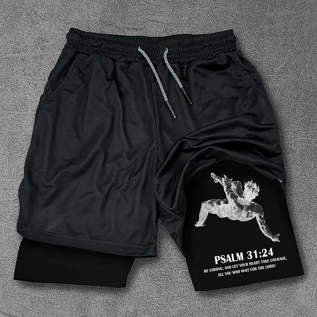 Sopula Sports Bible Psalm 31 24 Graphic Double Layer Shorts Product Image