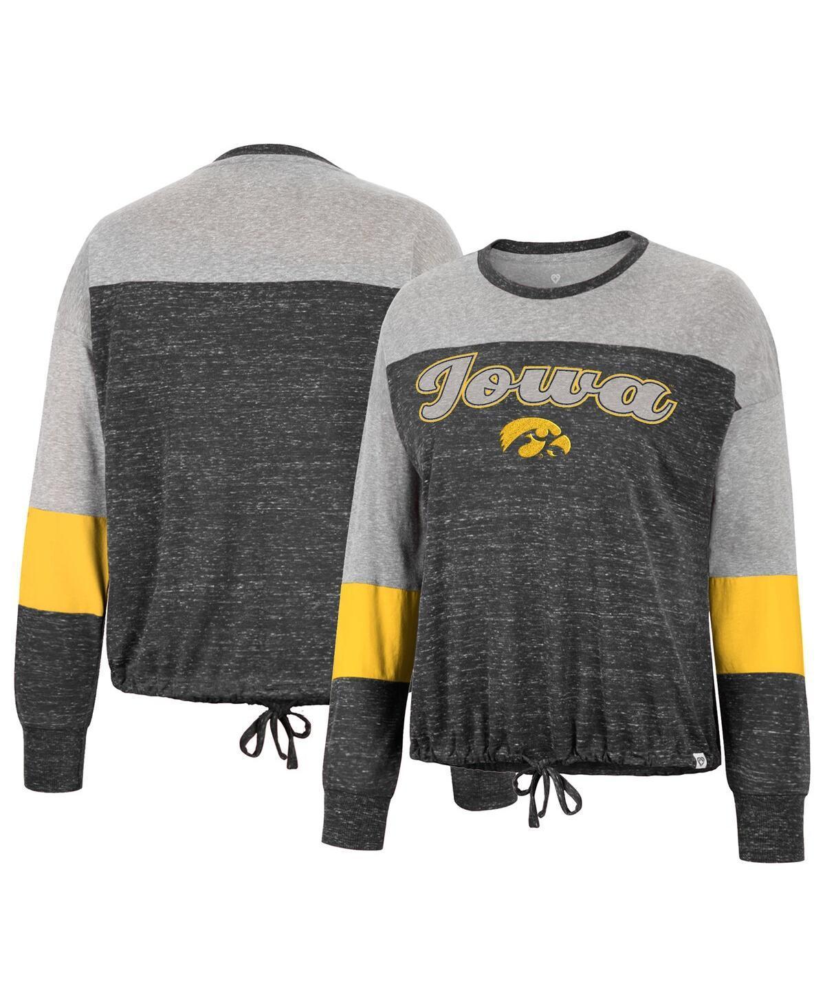 Womens Colosseum Black Iowa Hawkeyes Joanna Tie Front Long Sleeve T-shirt Product Image