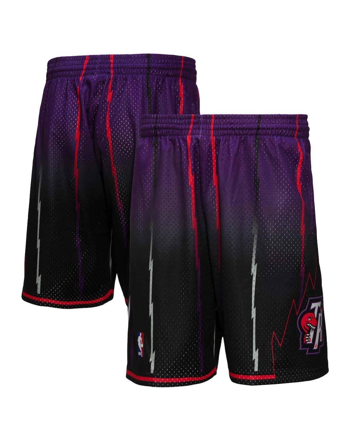 Mens Mitchell & Ness Purple and Black Toronto Raptors 1998/99 Hardwood Classics Fadeaway Reload 3.0 Swingman Shorts - Purple Product Image